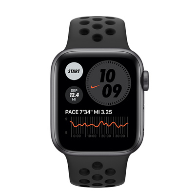 Apple Watch Nike SE（GPS + Cellularモデル）- 40mmスペースグレイアルミニウムケースとアンスラサイト/ブラックNikeスポーツバンド [整備済製品]