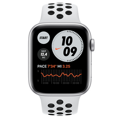 Apple Watch Nike SE（GPS + Cellularモデル）- 44mmシルバーアルミニウムケースとピュアプラチナム/ブラックNikeスポーツバンド [整備済製品]