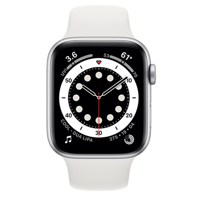 Apple Watch Series 6（GPSモデル）- 44mmシルバーアルミニウムケースとホワイトスポーツバンド [整備済製品]