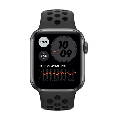 Apple Watch Nike Series 6（GPS + Cellularモデル）- 40mmスペースグレイアルミニウムケースとアンスラサイト/ブラックNikeスポーツバンド [整備済製品]