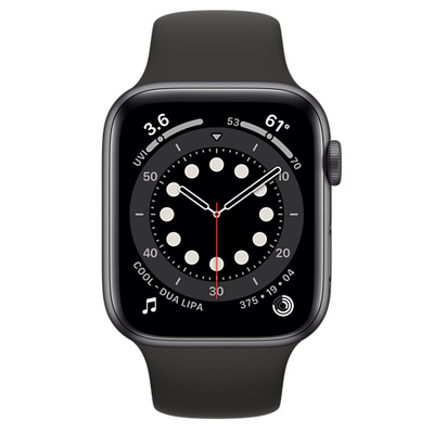 Apple Watch Series 6（GPS + Cellularモデル）- 44mmスペースグレイアルミニウムケースとブラックスポーツバンド [整備済製品]