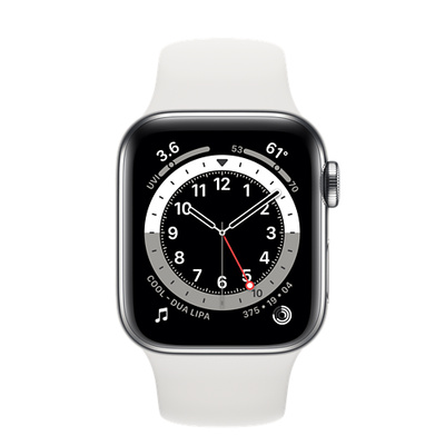 Apple Watch Series 6（GPS + Cellularモデル）- 40mmステンレススチールケースとホワイトスポーツバンド [整備済製品]