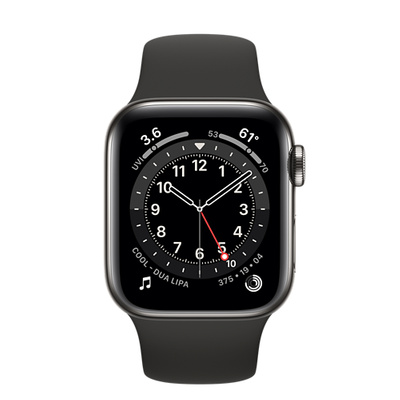 Apple Watch Series 6（GPS + Cellularモデル）- 40mmグラファイトステンレススチールケースとブラックスポーツバンド [整備済製品]