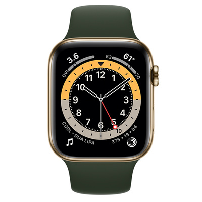 Apple Watch Series 6（GPS + Cellularモデル）- 44mmゴールドステンレススチールケースとキプロスグリーンスポーツバンド [整備済製品]