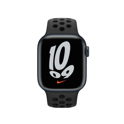 Apple Watch Nike Series 7（GPSモデル）- 41mmミッドナイトアルミニウムケースとアンスラサイト/ブラックNikeスポーツバンド [整備済製品]