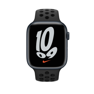 Apple Watch Nike Series 7（GPSモデル）- 45mmミッドナイトアルミニウムケースとアンスラサイト/ブラックNikeスポーツバンド [整備済製品]
