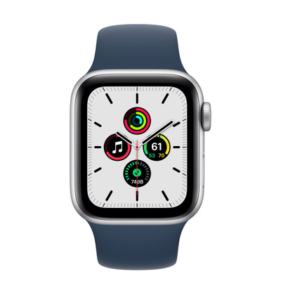 Apple Watch SE（GPSモデル）- 40mmシルバーアルミニウムケースとアビスブルースポーツバンド [整備済製品]