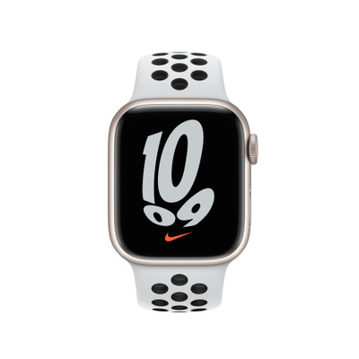 Apple Watch Nike Series 7（GPS + Cellularモデル）- 41mmスターライトアルミニウムケースとピュアプラチナム/ブラックNikeスポーツバンド [整備済製品]