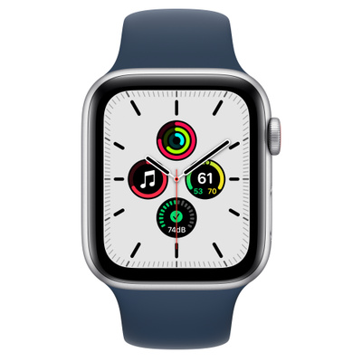Apple Watch SE（GPS + Cellularモデル）- 44mmシルバーアルミニウムケースとアビスブルースポーツバンド [整備済製品]