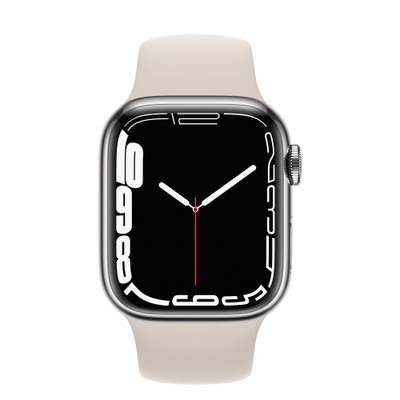 Apple Watch Series 7（GPS + Cellularモデル）- 41mmシルバーステンレススチールケースとスターライトスポーツバンド [整備済製品]