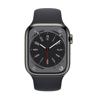Apple Watch Series 8（GPS + Cellularモデル）- 41mmグラファイトステンレススチールケースとミッドナイトスポーツバンド [整備済製品]