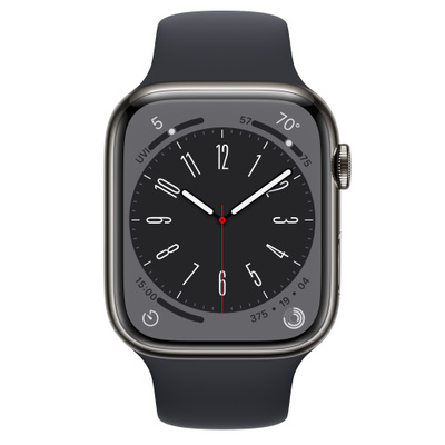 Apple Watch Series 8（GPS + Cellularモデル）- 45mmグラファイトステンレススチールケースとミッドナイトスポーツバンド [整備済製品]