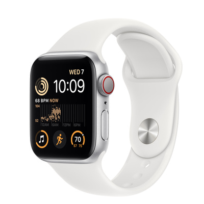 Apple Watch SE（第2世代、GPS + Cellularモデル）- 40mmシルバーアルミニウムケースとホワイトスポーツバンド [整備済製品]