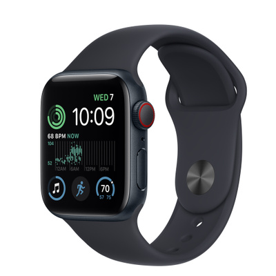 Apple Watch SE（第2世代、GPS + Cellularモデル）- 40mmミッドナイトアルミニウムケースとミッドナイトスポーツバンド [整備済製品]