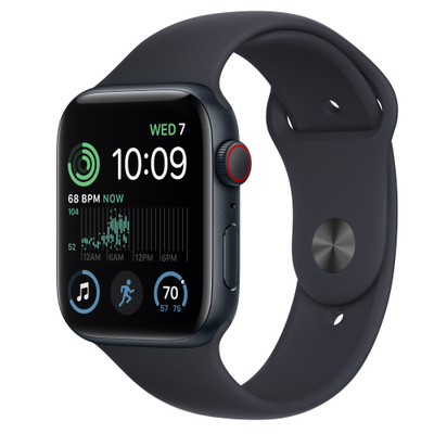 Apple Watch SE（第2世代、GPS + Cellularモデル）- 44mmミッドナイトアルミニウムケースとミッドナイトスポーツバンド [整備済製品]