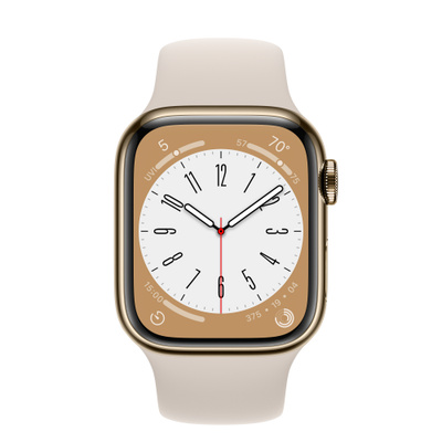 Apple Watch Series 8（GPS + Cellularモデル）- 41mmゴールドステンレススチールケースとスターライトスポーツバンド [整備済製品]