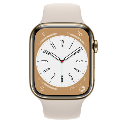 Apple Watch Series 8（GPS + Cellularモデル）- 45mmゴールドステンレススチールケースとスターライトスポーツバンド [整備済製品]
