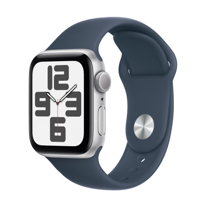 Apple Watch SE（GPSモデル）- 40mmシルバーアルミニウムケースとS/Mストームブルースポーツバンド [整備済製品]