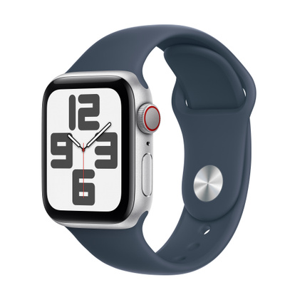 Apple Watch SE（GPS + Cellularモデル）- 40mmシルバーアルミニウムケースとS/Mストームブルースポーツバンド [整備済製品]