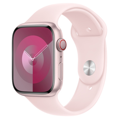 Apple Watch Series 9（GPS + Cellularモデル）- 45mmピンクアルミニウムケースとM/Lライトピンクスポーツバンド [整備済製品]