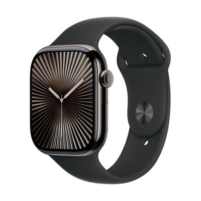 Apple Watch Series 10（GPS + Cellularモデル）- 46mmスレートチタニウムケースとS/Mブラックスポーツバンド [整備済製品]