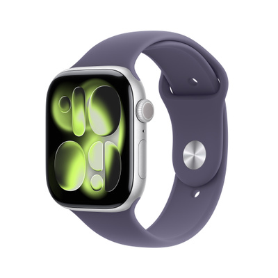 Apple Watch Series 11（GPSモデル）- 46mmシルバーアルミニウムケースとS/Mパープルフォグスポーツバンド [整備済製品]