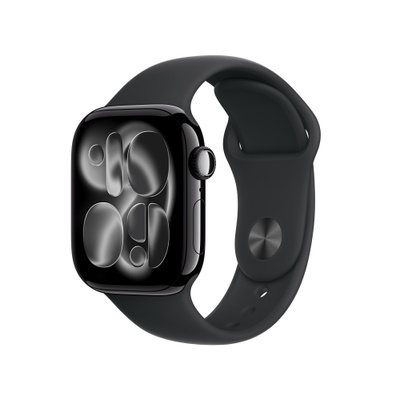 Apple Watch Series 11（GPS + Cellularモデル）- 42mmジェットブラックアルミニウムケースとS/Mブラックスポーツバンド [整備済製品]