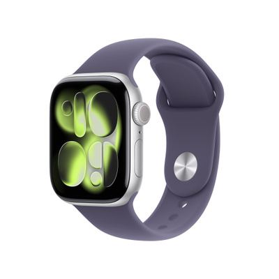 Apple Watch Series 11（GPS + Cellularモデル）- 42mmシルバーアルミニウムケースとM/Lパープルフォグスポーツバンド [整備済製品]