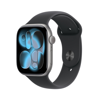 Apple Watch Series 11（GPS + Cellularモデル）- 46mmスペースグレイアルミニウムケースとM/Lブラックスポーツバンド [整備済製品]