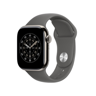 Apple Watch Series 11（GPS + Cellularモデル）- 42mmナチュラルチタニウムケースとS/Mストーングレイスポーツバンド [整備済製品]