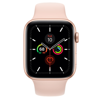 Apple Watch Series 5（GPS + Cellularモデル）- 44mmゴールドアルミニウムケースとピンクサンドスポーツバンド [整備済製品]