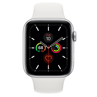 Apple Watch Series 5（GPS + Cellularモデル）- 44mmシルバーアルミニウムケースとホワイトスポーツバンド [整備済製品]