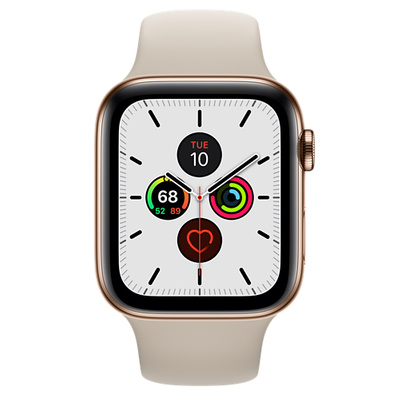 Apple Watch Series 5（GPS + Cellularモデル）- 44mmゴールドステンレススチールケースとストーンスポーツバンド [整備済製品]