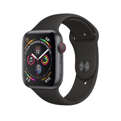 Apple Watch Series 4（GPS + Cellularモデル）- 44mmスペースグレイアルミニウムケースとブラックスポーツバンド [整備済製品]