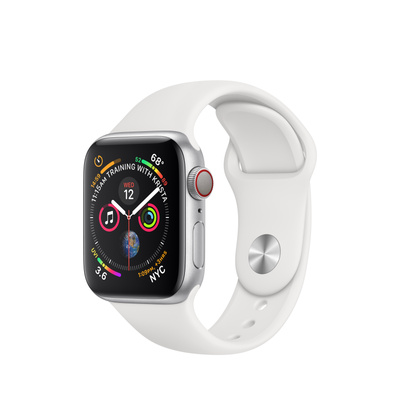 Apple Watch Series 4（GPS + Cellularモデル）- 40mmシルバーアルミニウムケースとホワイトスポーツバンド [整備済製品]