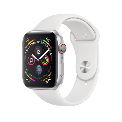 Apple Watch Series 4（GPS + Cellularモデル）- 44mmシルバーアルミニウムケースとホワイトスポーツバンド [整備済製品]